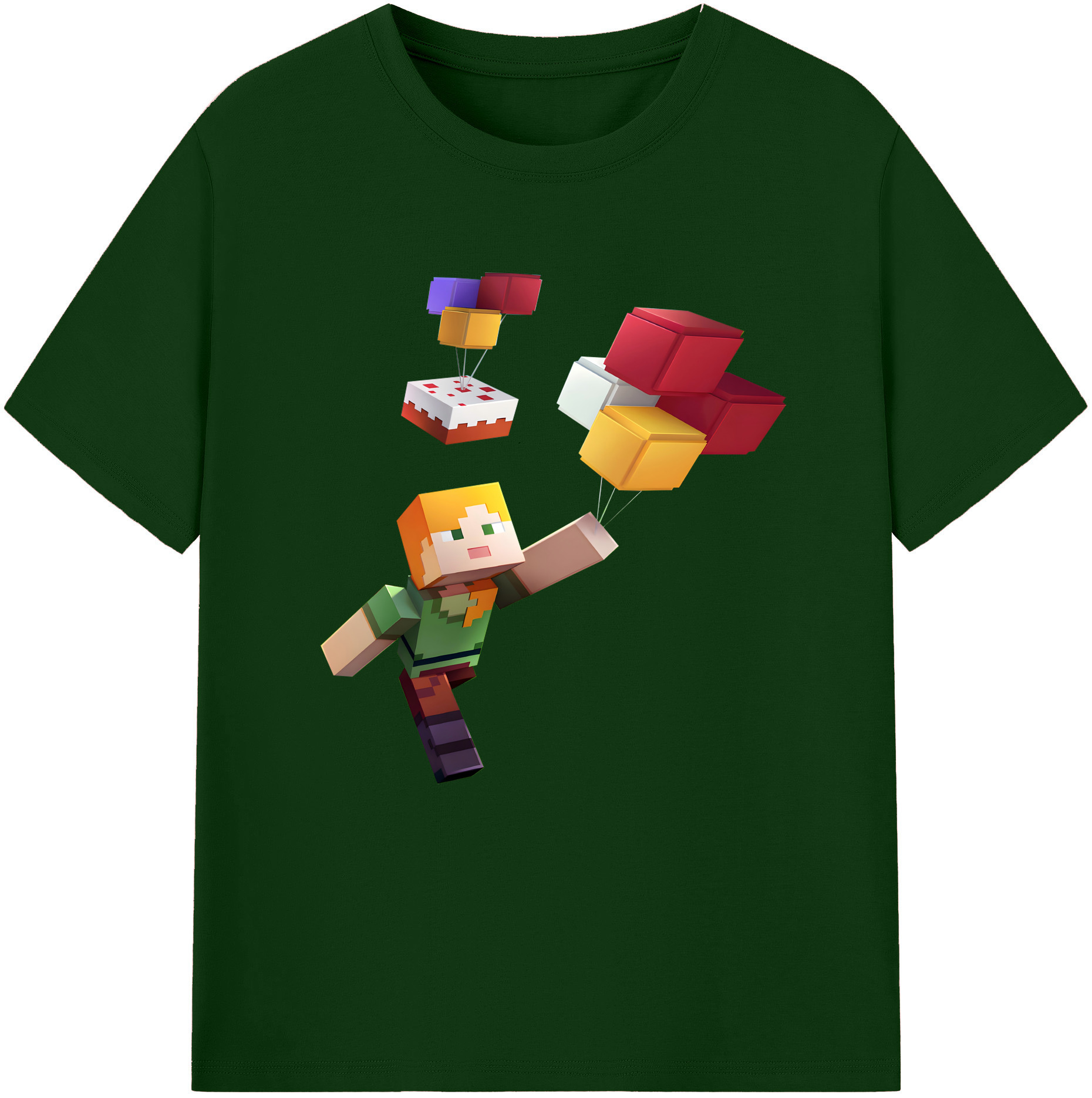 （画像用） マインクラフト ブロックの世界 Minecraft MC Block world 綿100％半袖Tシャツ（フロントプリント）